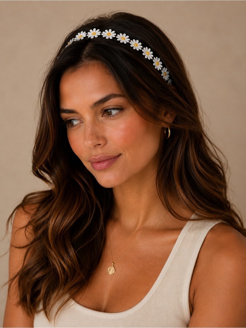 Forever 21 White & Yellow Daisy Crochet Hair Tie Headband